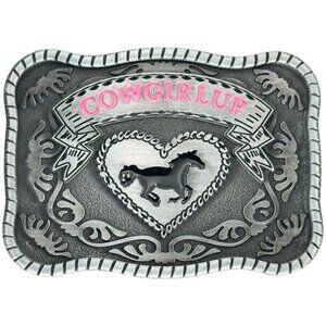Cowgirl Up Running Horse Silver Tone Western Belt Buckle NWT